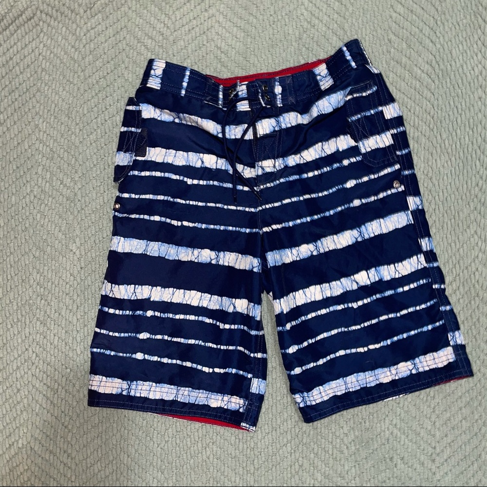 Land’s End Blue Striped Swim Trunks